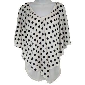 Minimi Maternity Women Blouse White Black Polka Dot Sleeveless Inner Tank Top